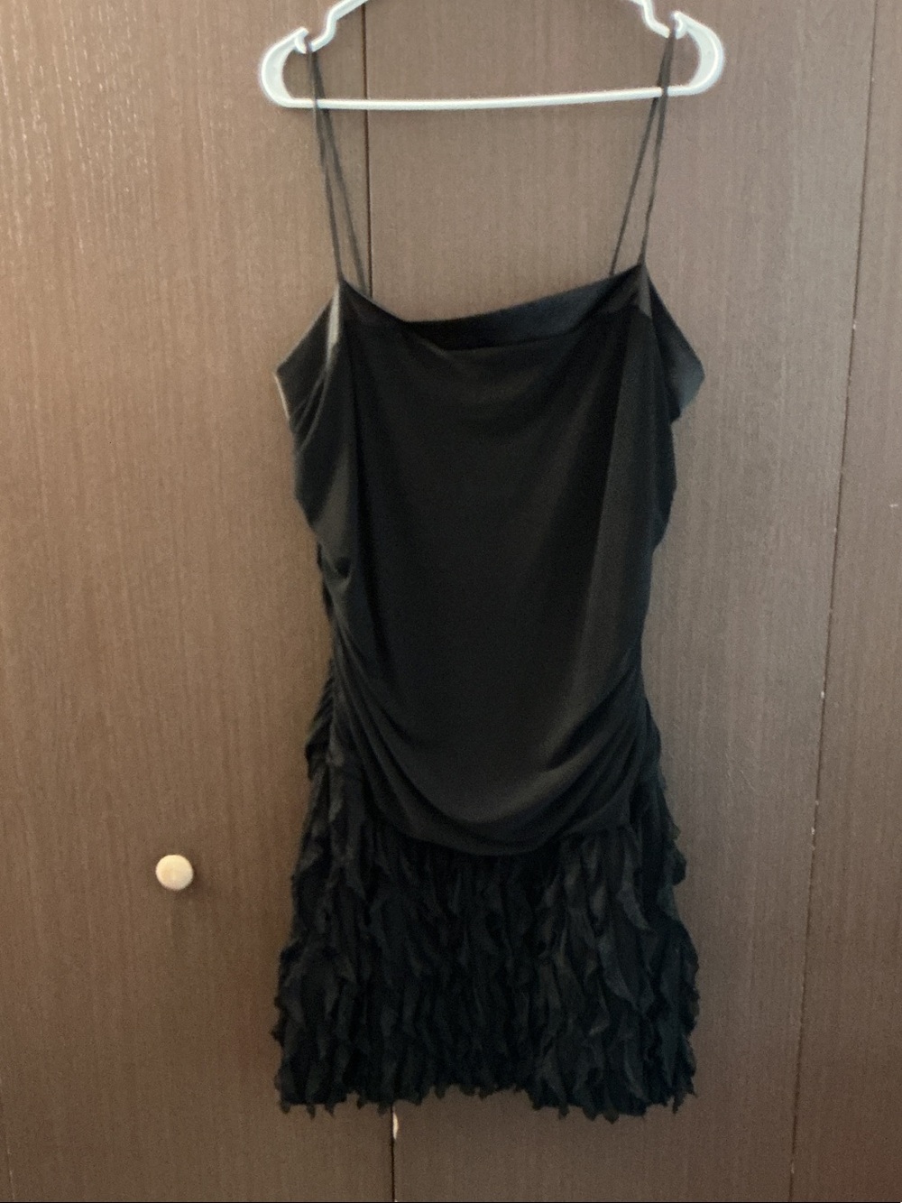 Deb Black Spaghetti Strap Ruffle Mini Dress